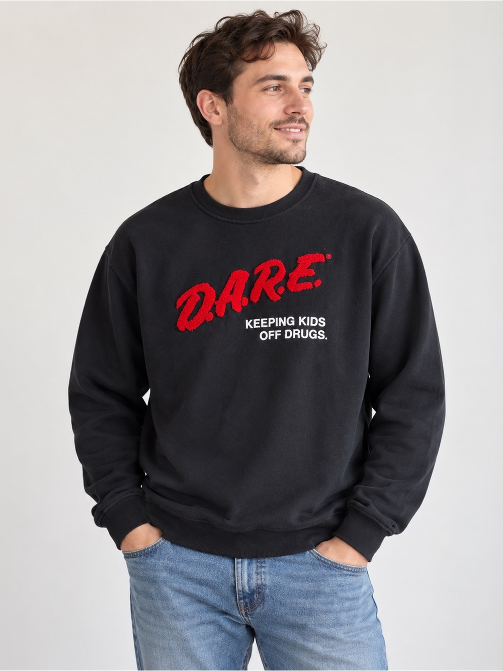D.A.R.E. Keeping Kids Off Drugs Black Crewneck Sweatshirt Size L